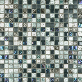 Natuursteen mozaïek, mozaïek, middengrijs, op net, accentmuur, douche, Tilestone